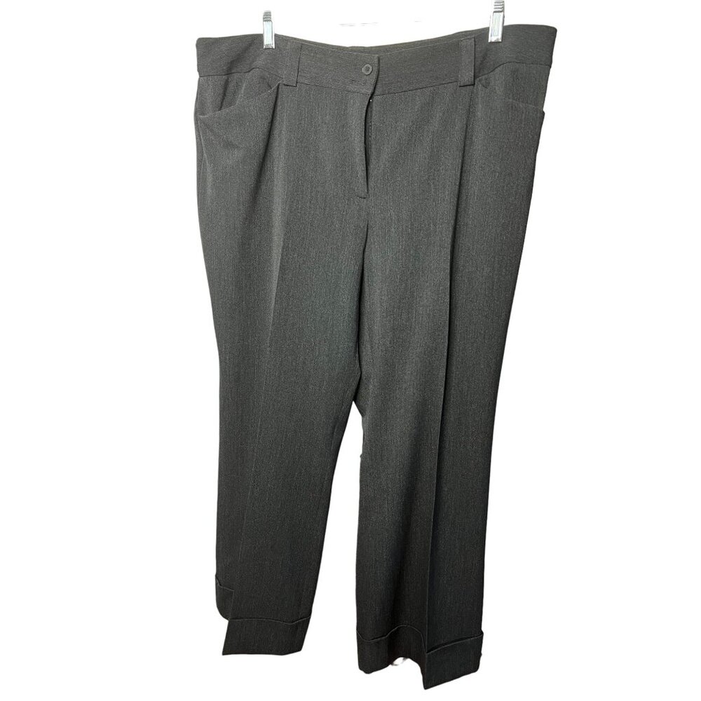 Lane Bryant Women’s dress pants size 20 wide leg zipper charcoal 3 pockets cuffe